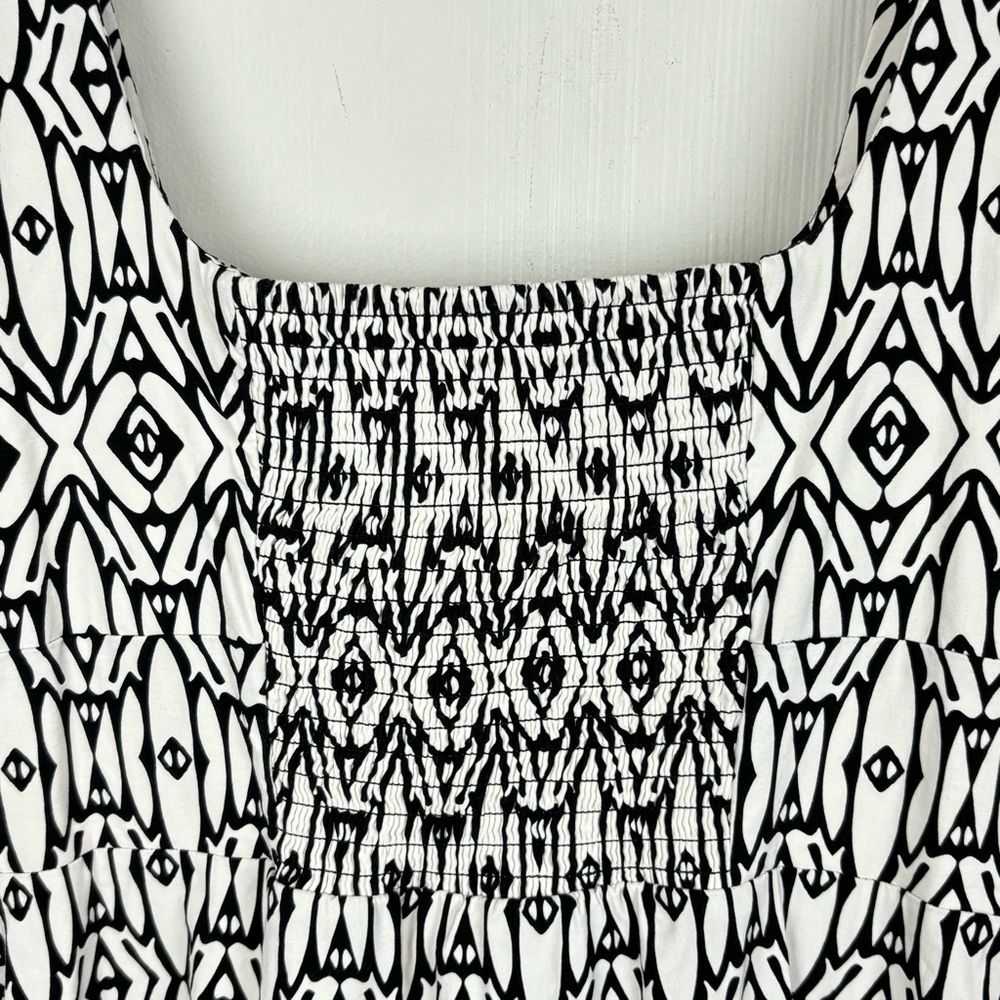 Anthropologie Dress Womens XL Blythe Black White Square Neck Tiered Midi - Picture 14 of 14
